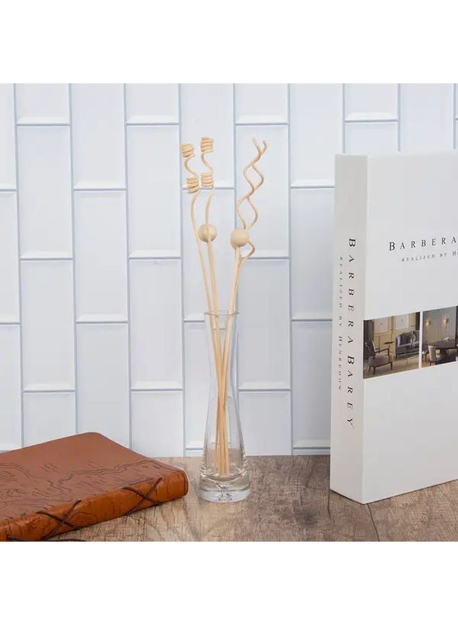 موديل 01 عصي ناشر الزيوت العطرية من الخشب الطبيعي والروطان مع غطاء بيج ديكور المنزل معطر الجو - Image 5